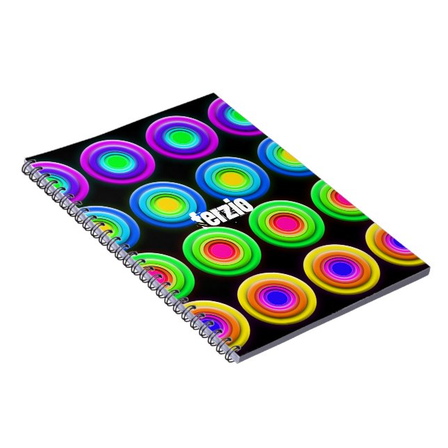 Funky Colourful 3D Circles Notebook (Right Side)