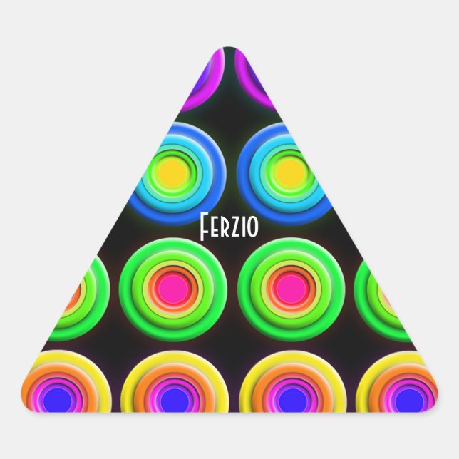 Funky Colourful 3D Circles Triangle Sticker (Front)