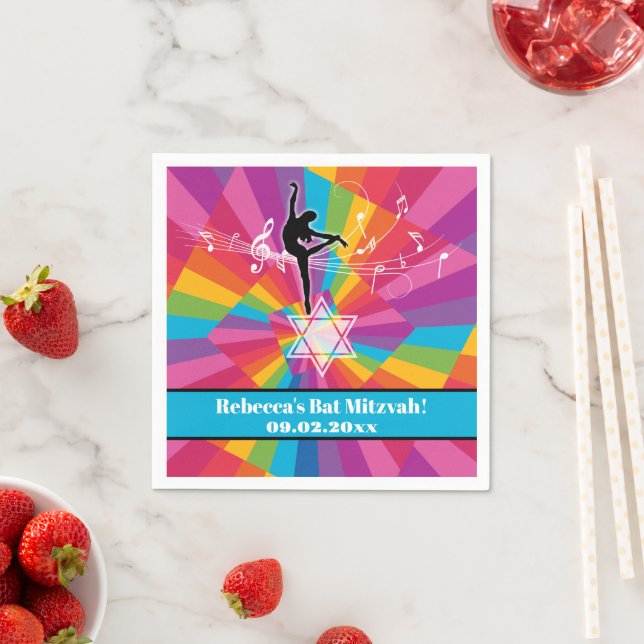 Funky Colourful Dance, Dancer, Dancing Bat Mitzvah Napkin (Insitu)
