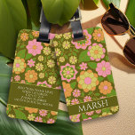 Funky Colourful Earthy Floral Pattern - Monogram Luggage Tag<br><div class="desc">A fun floral pattern in gold, pink, orange and yellow with a cozy, cottagecore pattern. Add a monogram to this girly, floral design. If your art still needs to be adjusted, click on the Customize This button. This will take you to a design area where you can move things around...</div>
