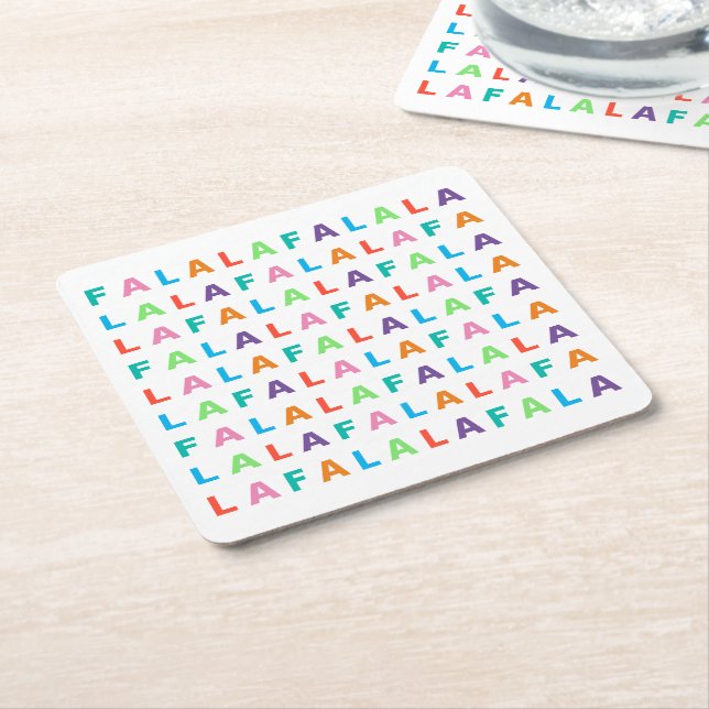 Funky Colourful Fun FA LA LA Holiday Season Square Paper Coaster (Angled)