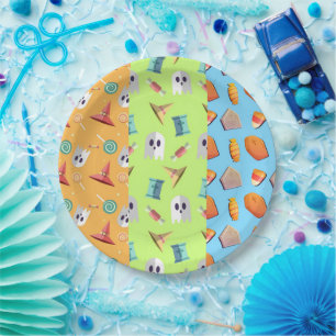 Funky Colourful Halloween Collage Party Paper Plate