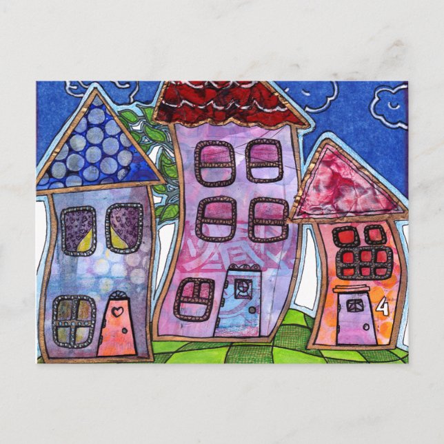 Funky Colourful Houses Postcard (Front)