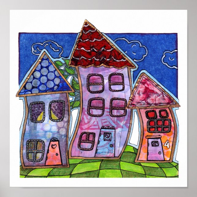 Funky Colourful Houses Poster (Front)