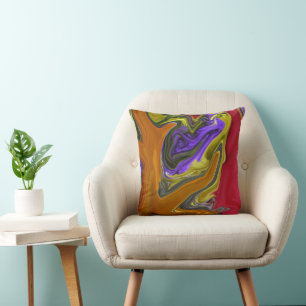 Funky Colourful Liquid Wave Throw Pillow