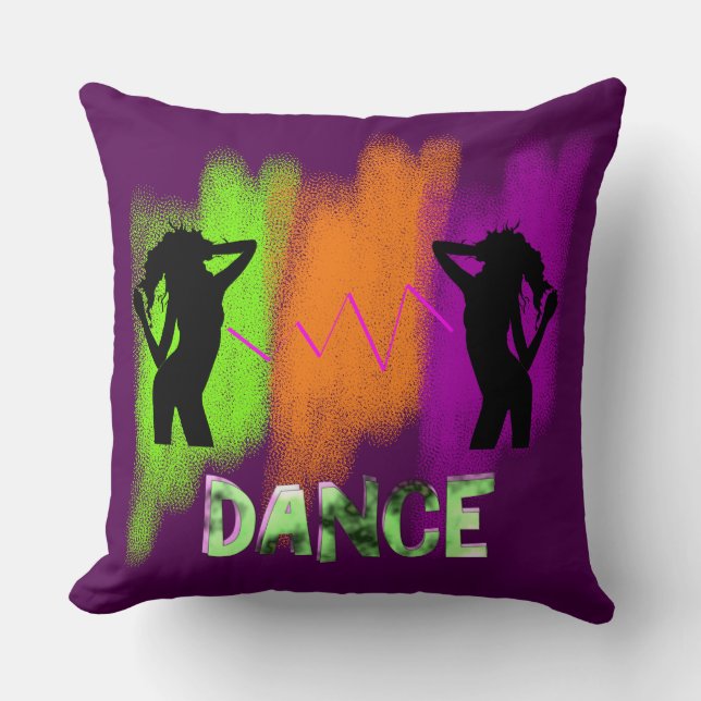 Funky Colourful Modern Pop Art Dance Theme Throw Pillow (Front)