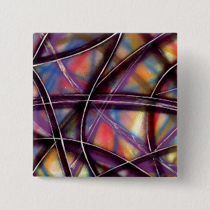 Funky Colourful Overlapping Lines 2 Inch Square Button