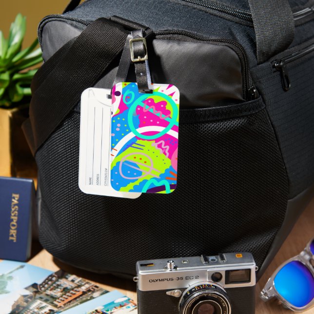 Funky Colourful Pop Art  Luggage Tag (Front & Back)
