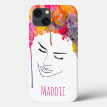 Funky colourful rainbow lady art