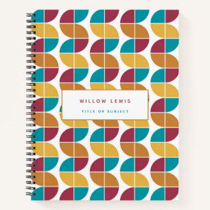 Funky Colourful Retro 70s Vintage Geometric Patter Notebook