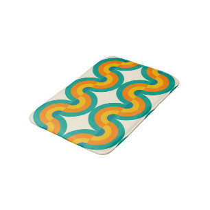 Funky Colourful Retro Half Circles Art Pattern Bath Mat