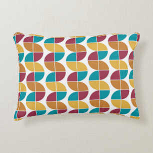 Funky Colourful Retro Vintage Geometric Pattern Accent Pillow