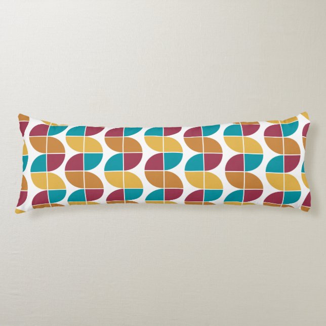 Funky Colourful Retro Vintage Geometric Pattern Body Pillow (Front)