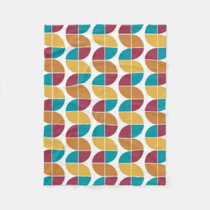 Funky Colourful Retro Vintage Geometric Pattern Fleece Blanket