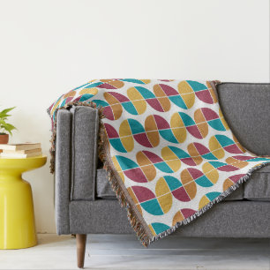 Funky Colourful Retro Vintage Geometric Pattern Throw Blanket
