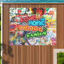 Funky Colourful Streetart Graffiti Love Home Heart