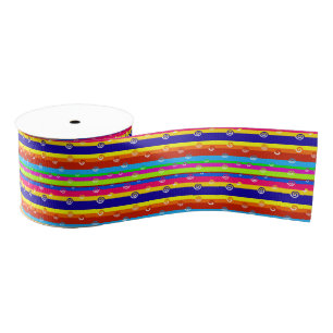 Funky Colourful Stripes Grosgrain Ribbon