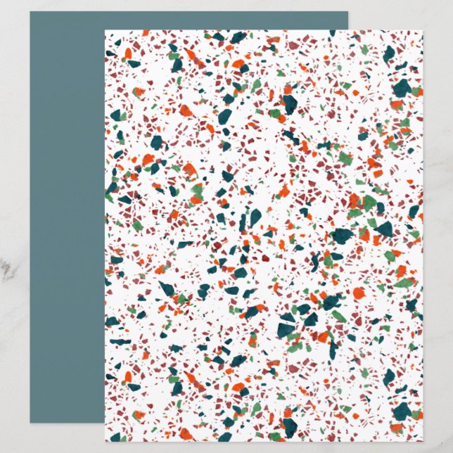 Funky Colourful Terrazzo Art Scrapbook Paper (Front/Back)
