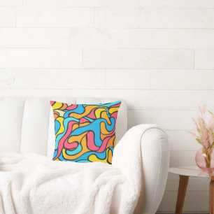 Funky Colours Abstract Throw Pillow