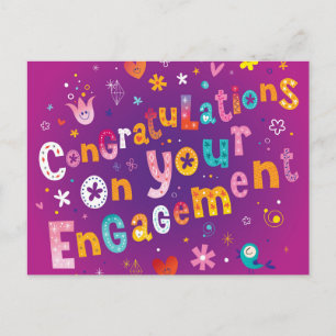Funky Congratulations on your Engagement Postcard