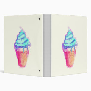 Funky Cool Drippy Ice Cream Cone in Watercolors Binder