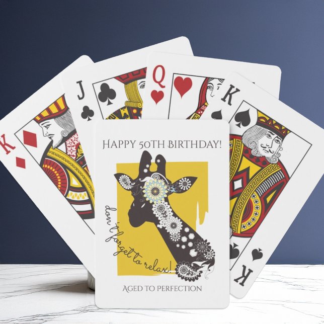 Funky Cool Giraffe Funny Birthday Playing Cards (Creator Uploaded)