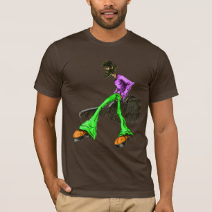 Funky Cool Guitar Disco Comic Character Green T-Shirt