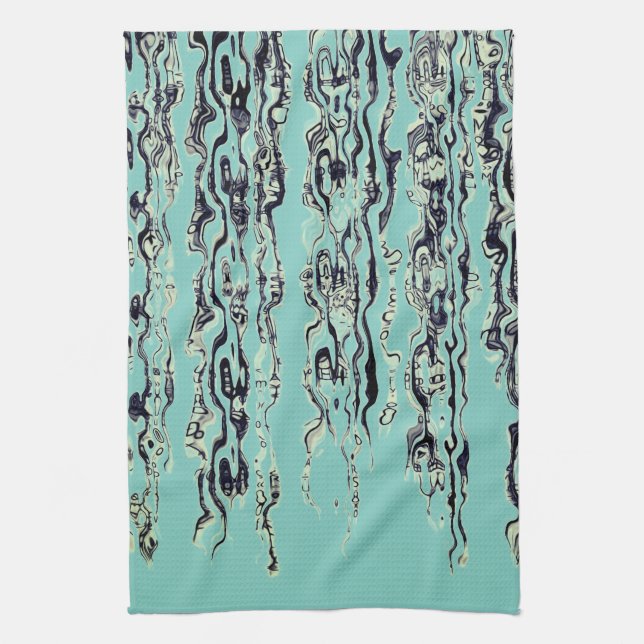 Funky Cool Light Teal Kitchen Towel (Vertical)