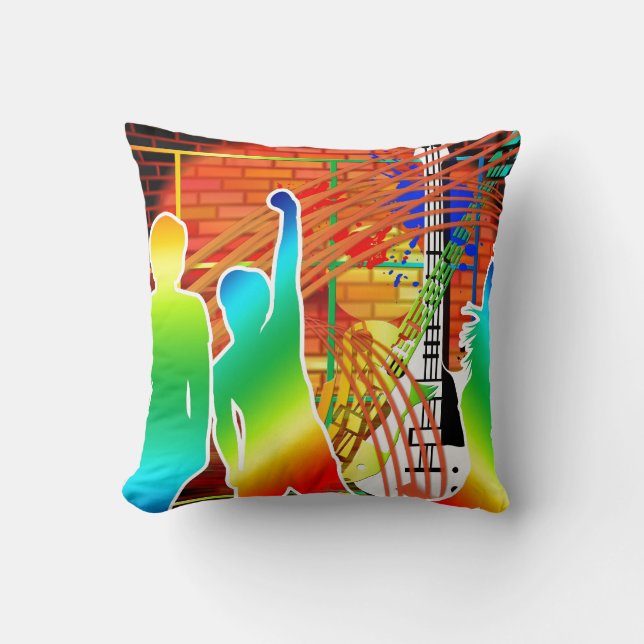 Funky Cool Music Dance Pop Art Design Throw Pillow (Front)