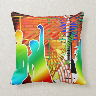 Funky Cool Music Dance Pop Art Design Throw Pillow