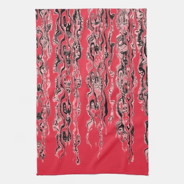 Funky Cool Pink Red Pattern Kitchen Towel (Vertical)