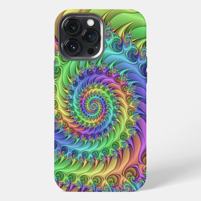 Funky Cool Psychedelic Fractal Spirals Art Pattern iPhone Case (Back)