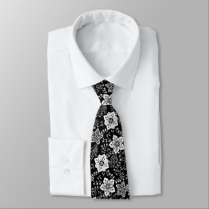 Funky Cool Retro Modern Flowers Pattern Tie