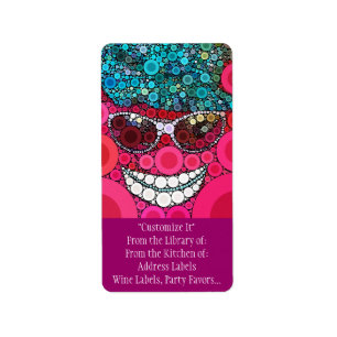 Funky Cool Smiling Face Sunglasses Hat Pink Blue Label
