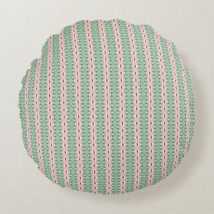 Funky Cottagecore Boho Christmas Stripe Pattern Round Pillow