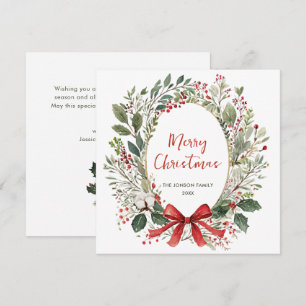 Funky Country Retro Boho Christmas Wreath Holiday Card