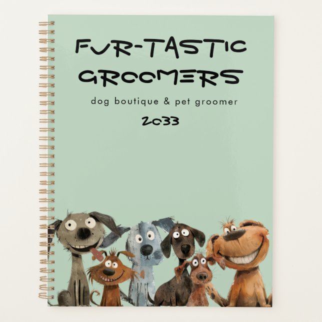 Funky Crazy Aquarelle Chien Groomers Boutique Blue (Devant)