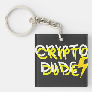 Funky Crypto Dude Energy Power Sign Keychain