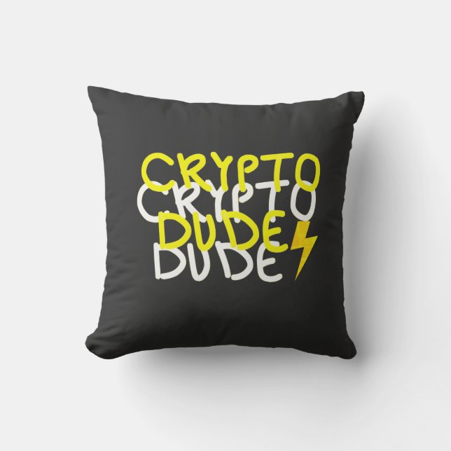 Funky Crypto Dude Energy Power Sign Throw Pillow (Front)