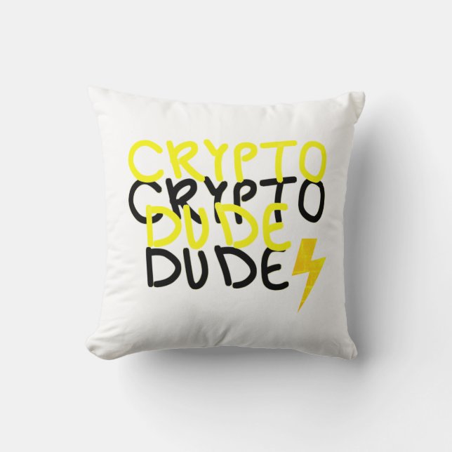 Funky Crypto Dude Energy Power Sign Throw Pillow (Front)