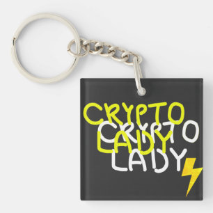 Funky Crypto Lady Energy Power Sign Keychain