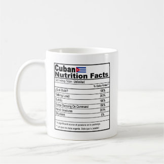 Funky Cubain Nutrition Fact Café Mug