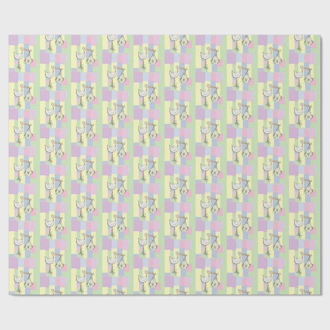 Funky Cubism Stark Delivery Baby Shower  Wrapping Paper (Flat)