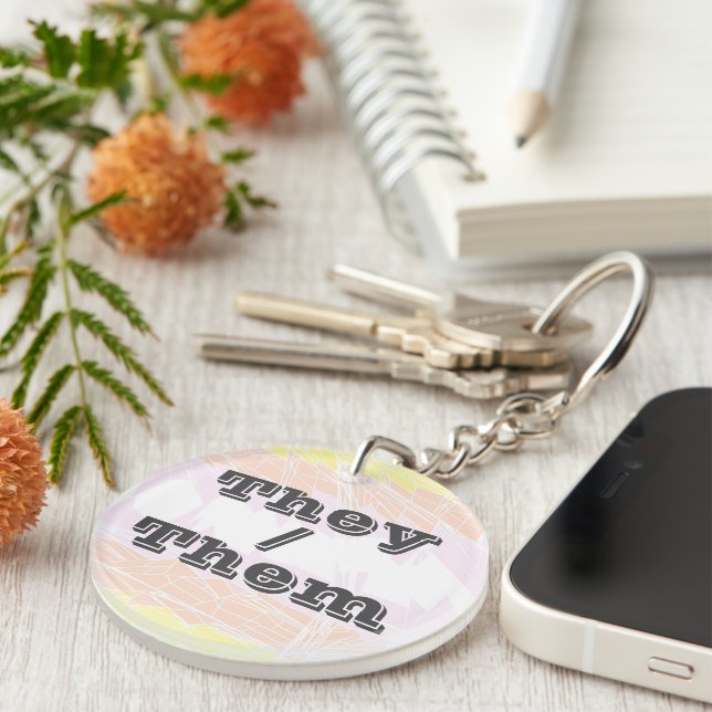 Funky Customizable Pronoun Pangender Pride Flag Keychain (Front Right)