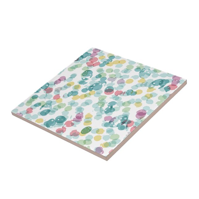 Funky Cute Colourful Happy Summer Polkadots Patter Tile (Side)