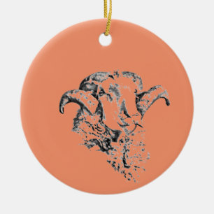 Funky Cute Sheep Ram Ceramic Ornament