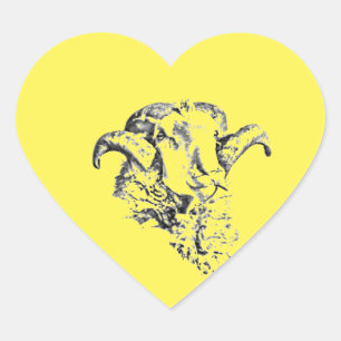 Funky Cute Sheep Ram Heart Sticker