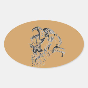 Funky Cute Sheep Ram Oval Sticker