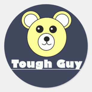 Funky Cute Tough Guy Bear Face Sticker