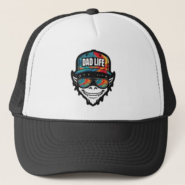 Funky Dad Life Monkey Trucker Hat (Front)